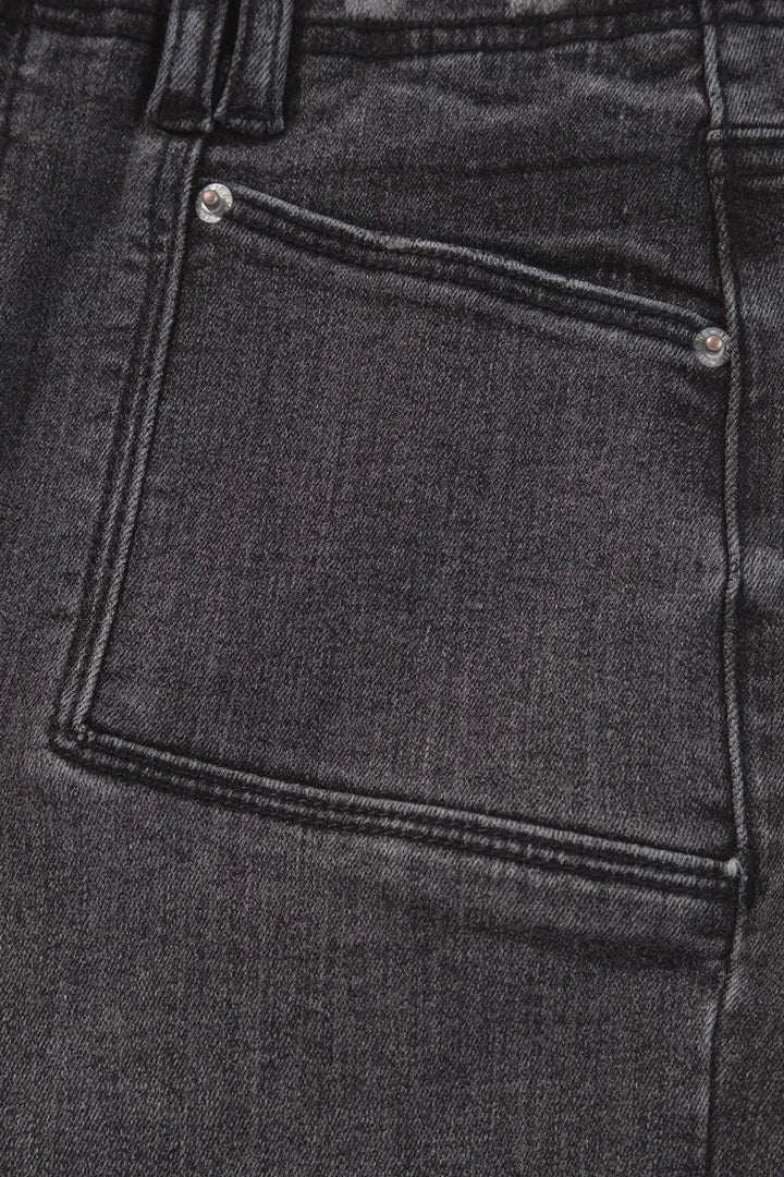 Vintage wash high-rise wide-leg jeans with patch pockets
