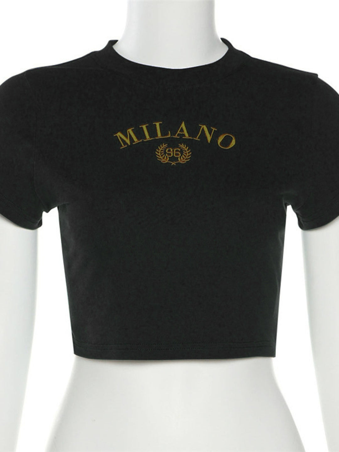 Milano embroidered short sleeve crop t-shirt