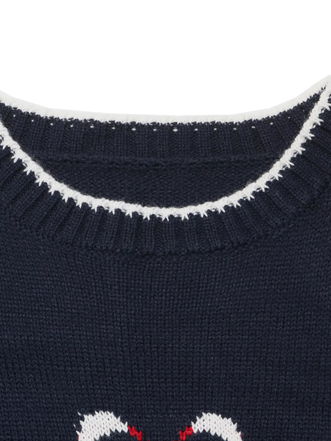 Swan intarsia drop-shoulder knit sweater with contrast trim