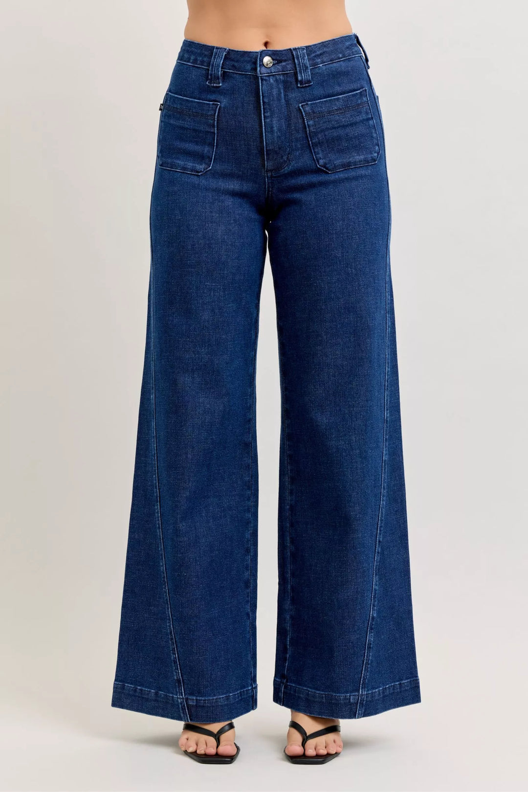 DK Retro high-rise wide-leg jeans with patch pockets