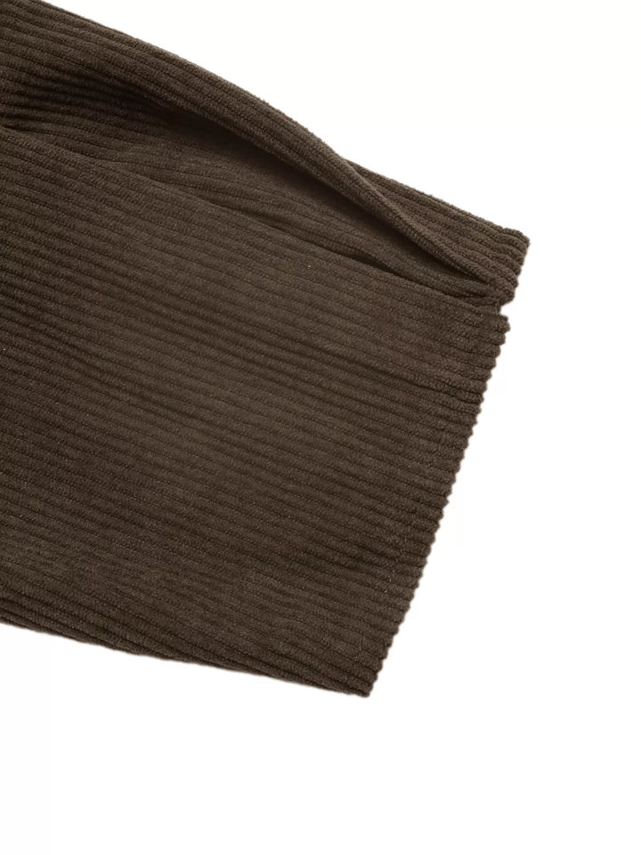 Corduroy zip-up jacket with sherpa collar and snap placket