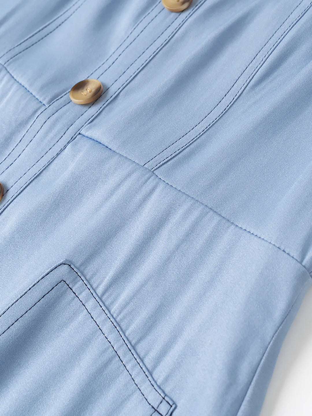 Sweetheart neckline button-front denim maxi dress with pockets