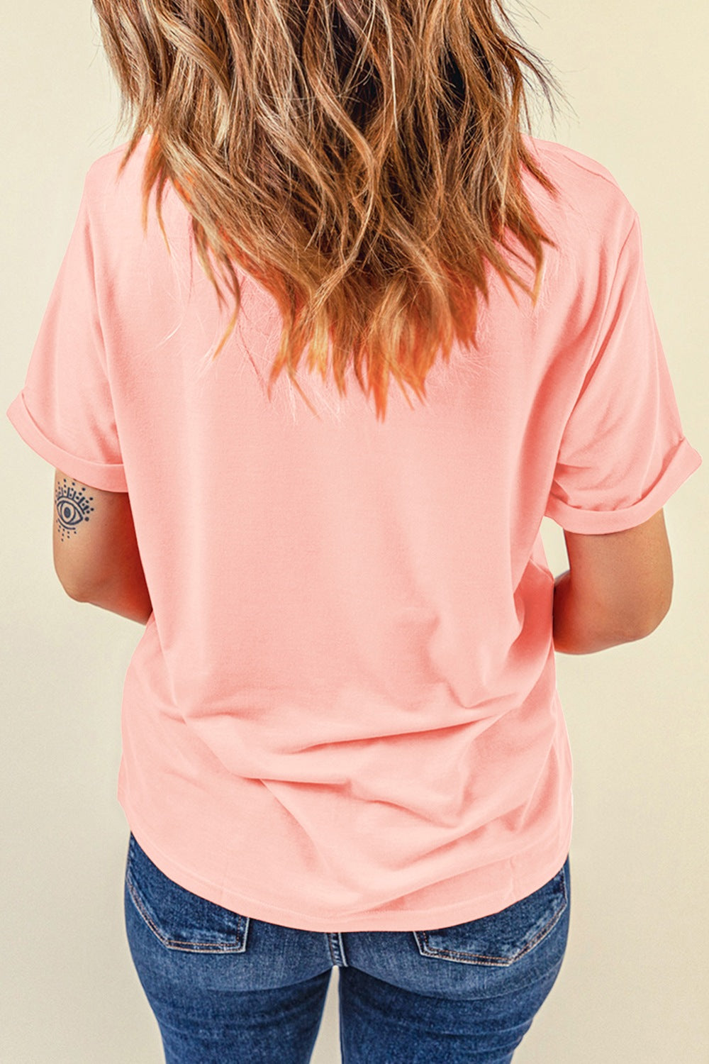 Patriotic patchwork heart graphic crew neck tee