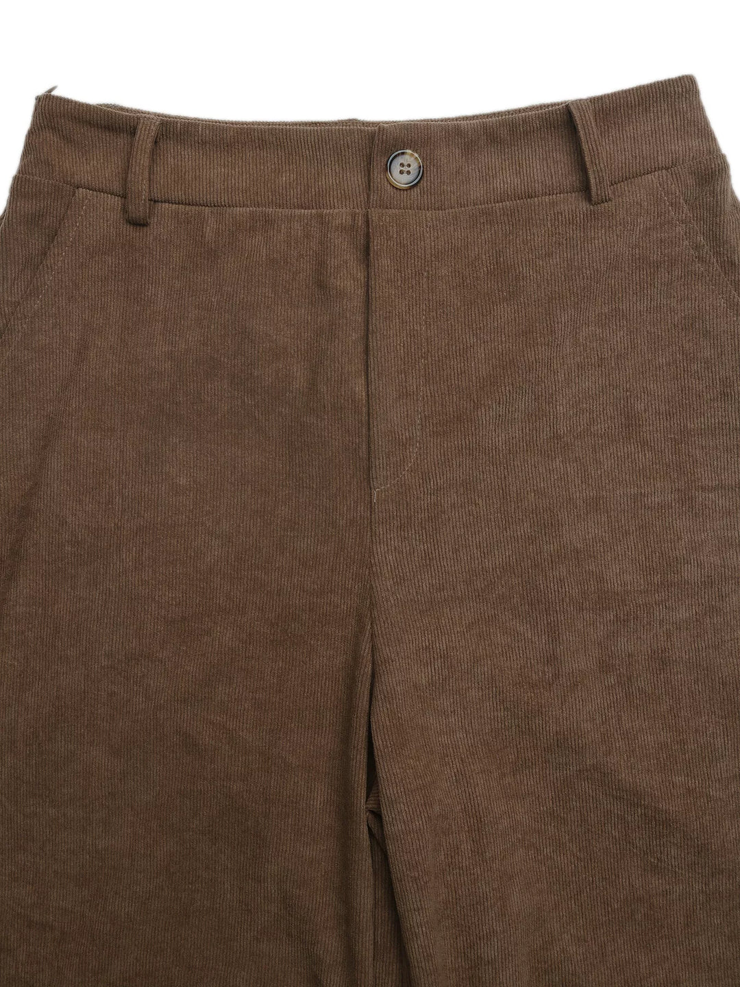 Wide-leg high-rise pants with button waist and deep pockets