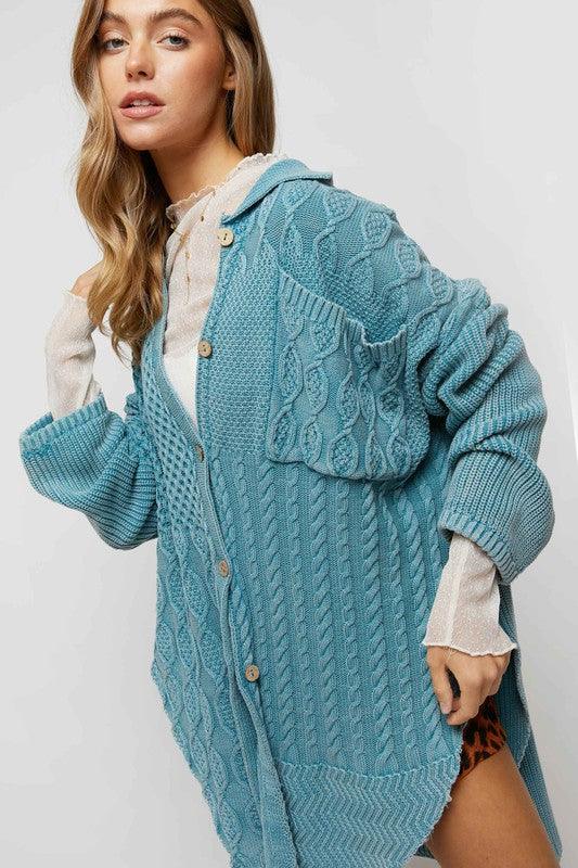 Solid Button Down Cardigan - Azoroh