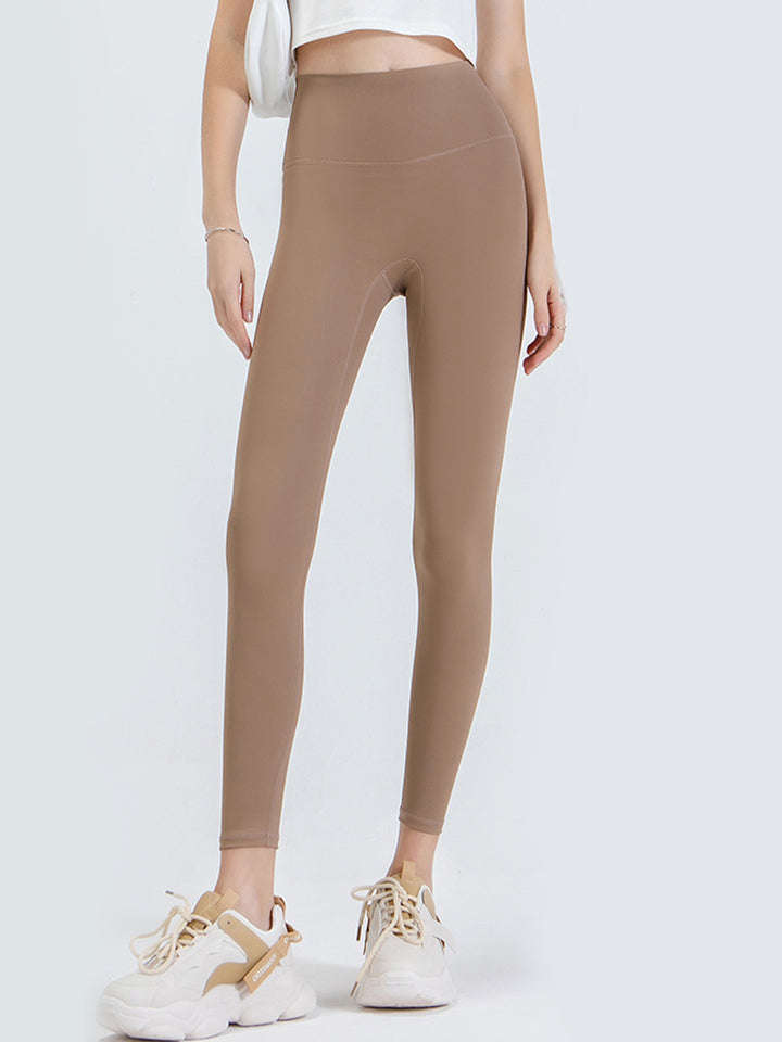 Khaki Wide waistband high-rise workout leggings