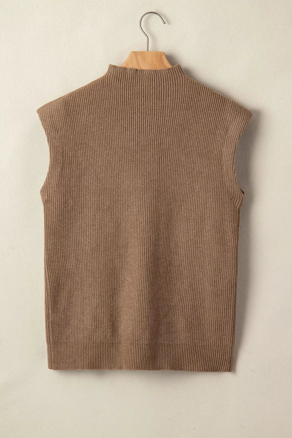 Relaxed ribbed knit mock neck sweater vest