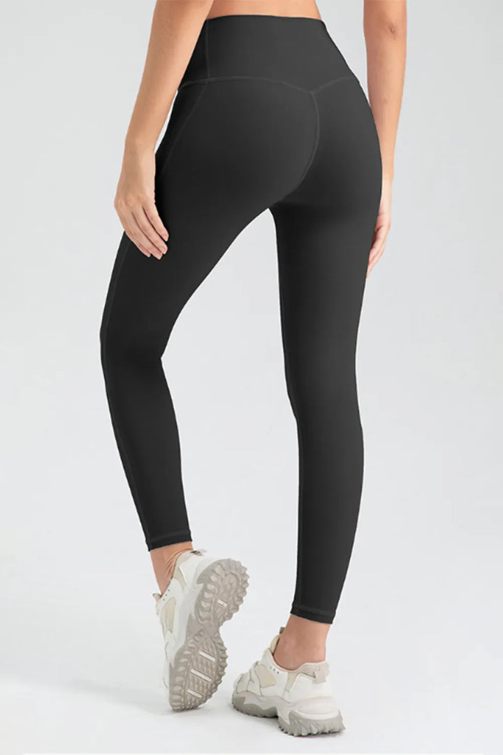 High-rise skinny active leggings with wide waistband
