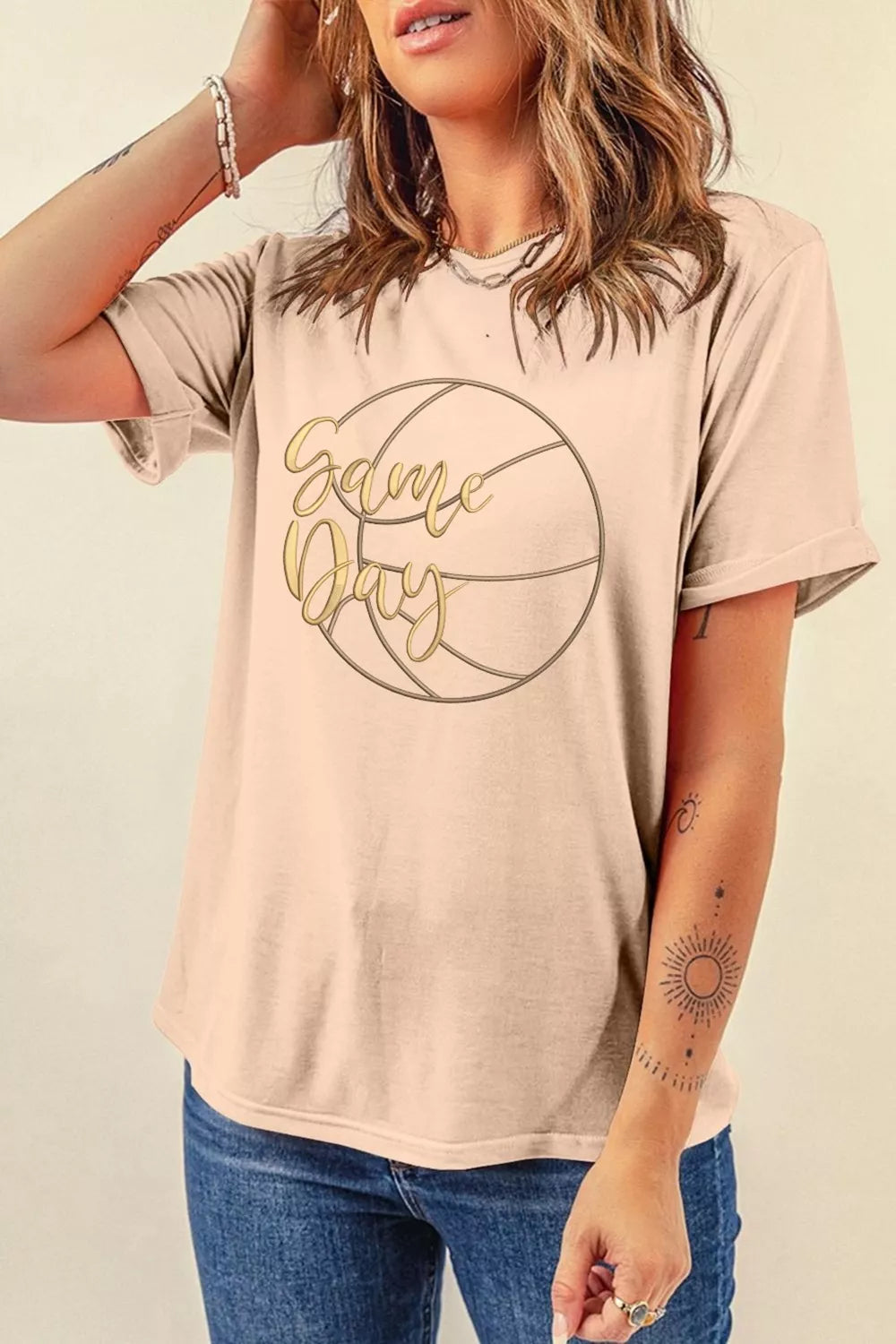 Game Day basketball graphic crew neck tee