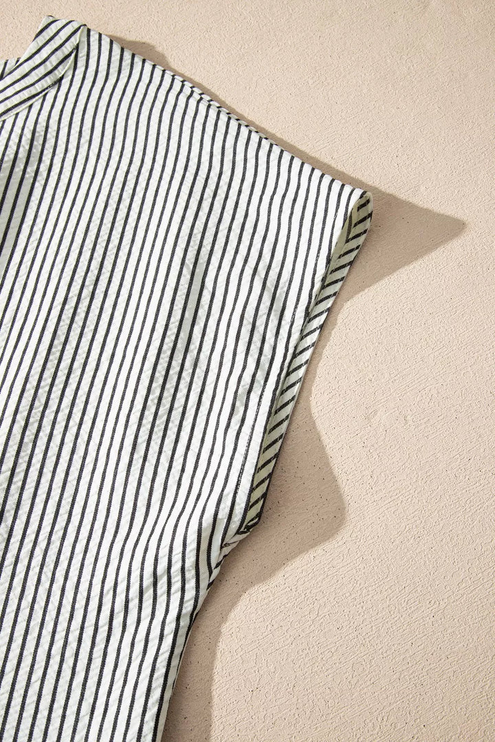 Striped ruffle button-front maxi dress