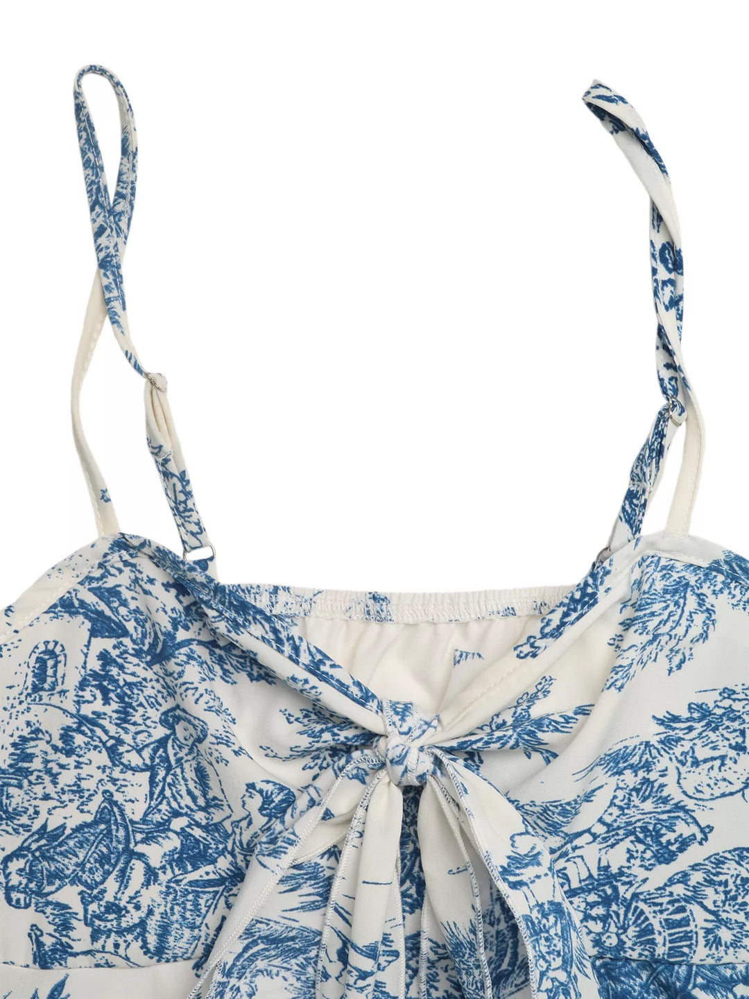 Floral print tie-front cami with ruffle hem