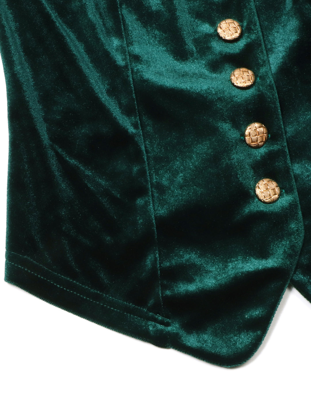 Lace-trim velvet vest top with gold buttons