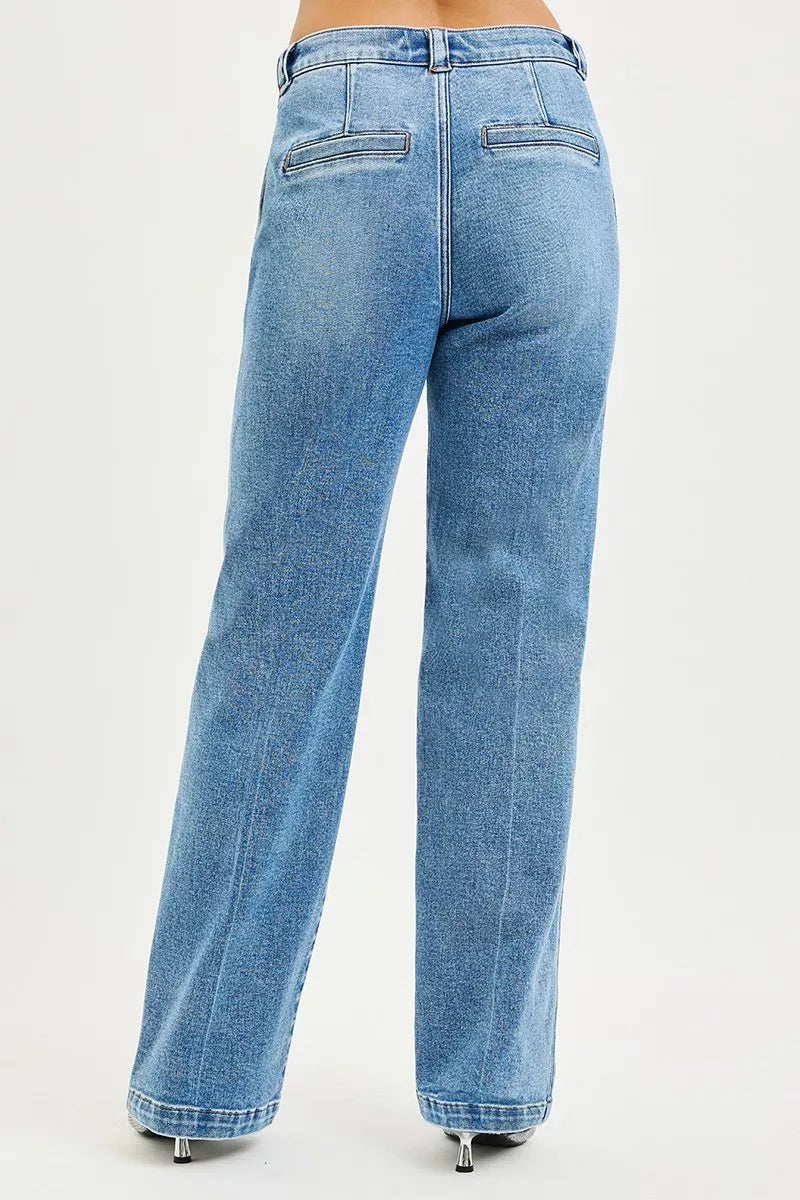 High-rise slouchy straight-leg jeans with relaxed thigh