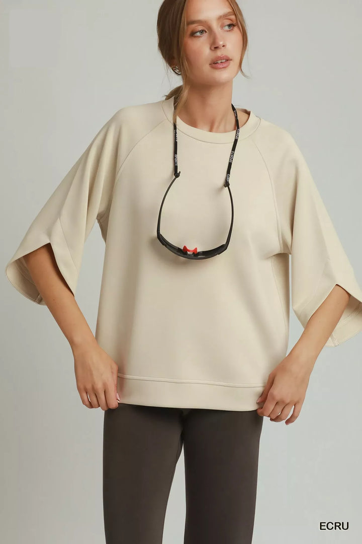 ECRU Relaxed raglan pullover with wide sleeves and ribbed hem