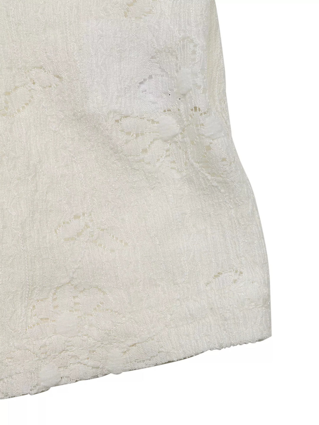 Lace tie-front cami with ruffle handkerchief hem