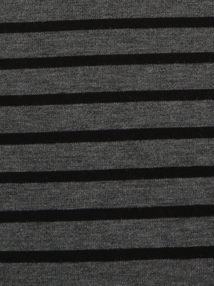 Fitted striped boat neck long sleeve top