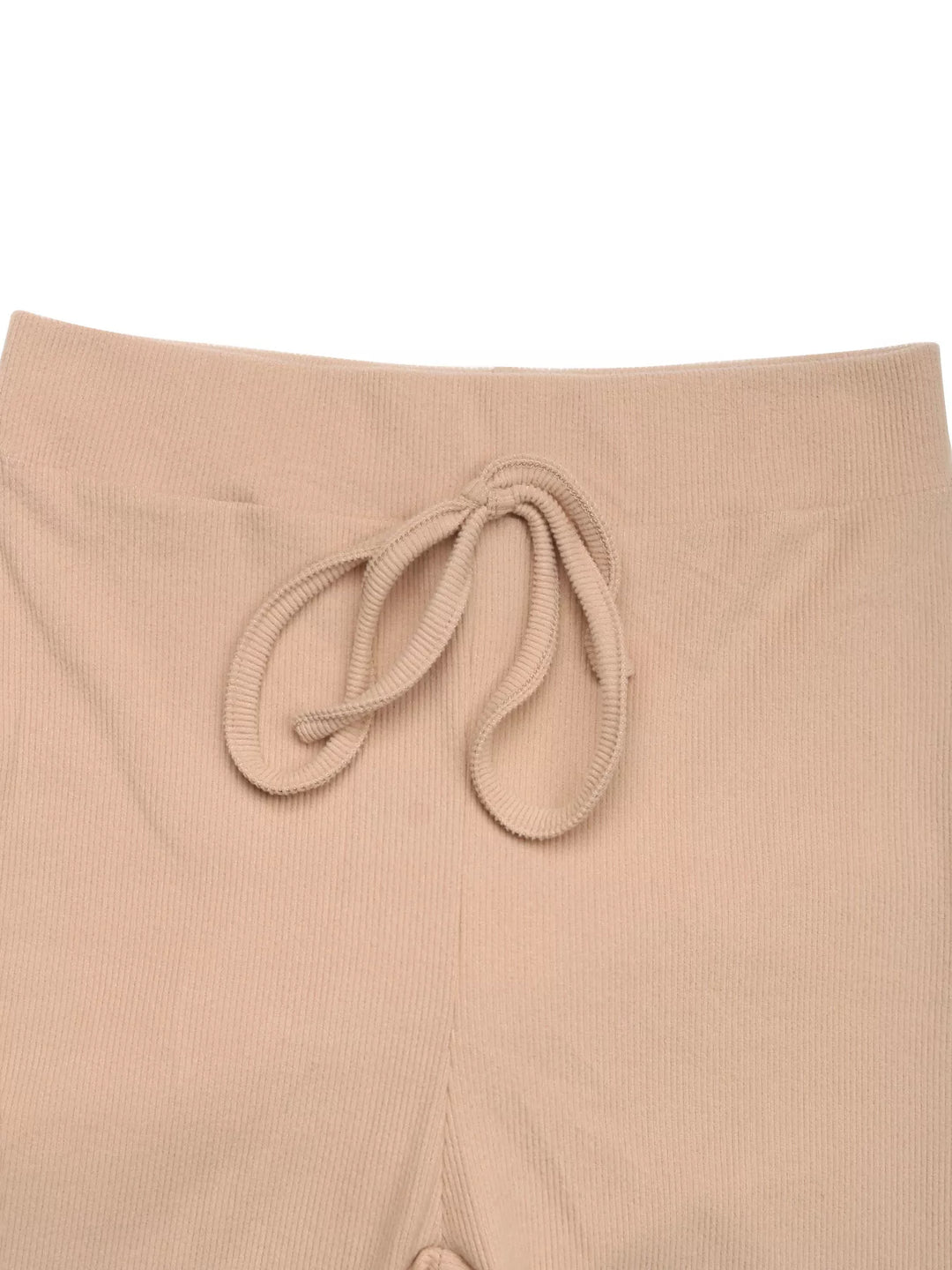 Ribbed knit hoodie and wide-leg pants two-piece set