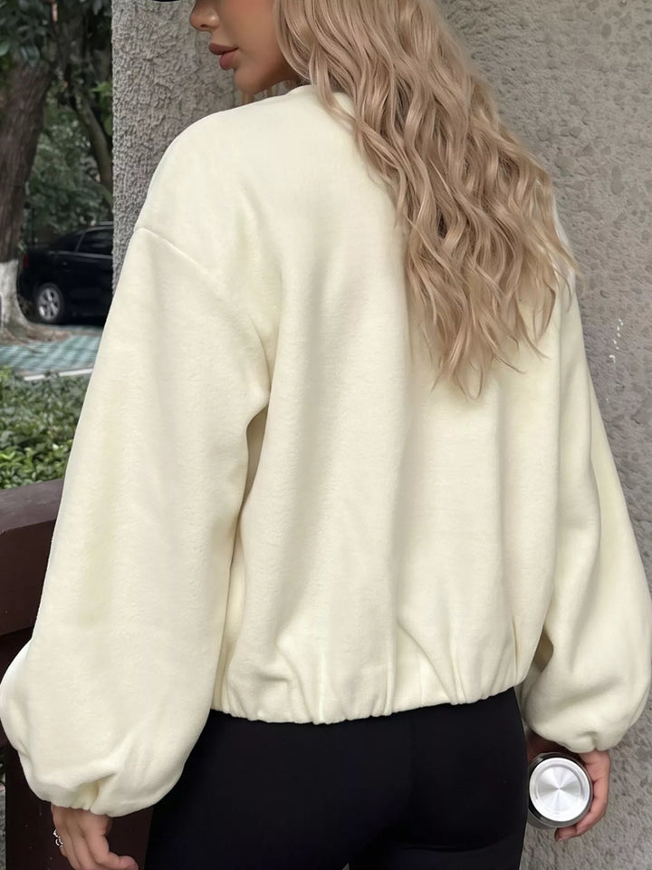 Oversized fleece bomber jacket with full zip and pockets