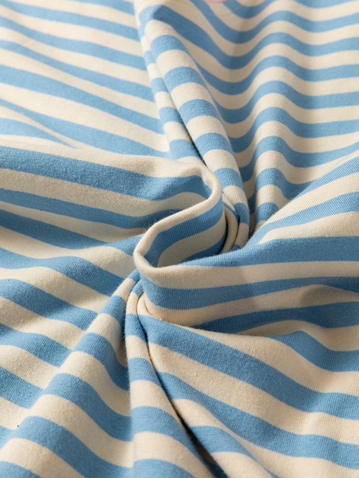 Striped oversized drop-shoulder crew neck t-shirt