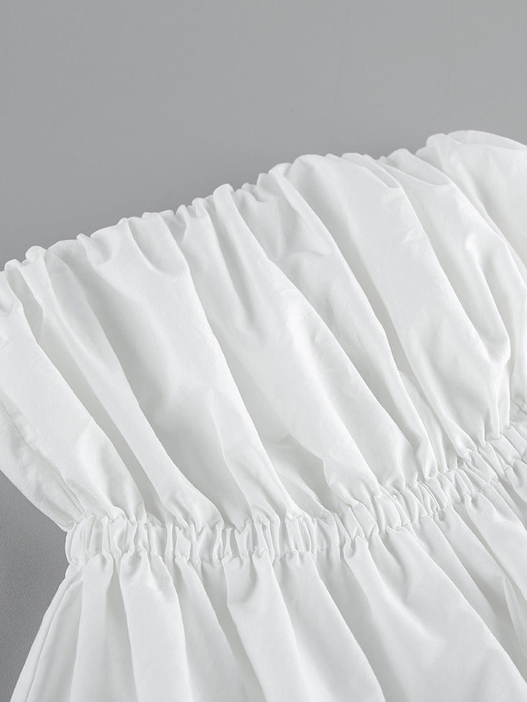 Ruched bubble hem strapless cotton tube top