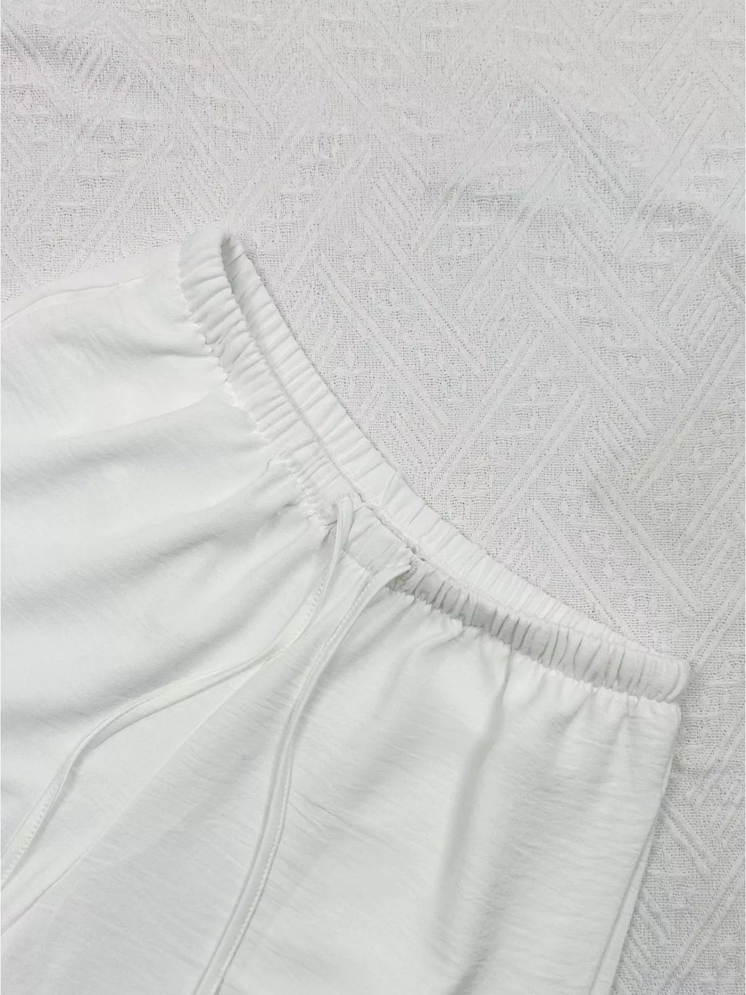 Linen-look drawstring wide-leg pants with side pockets