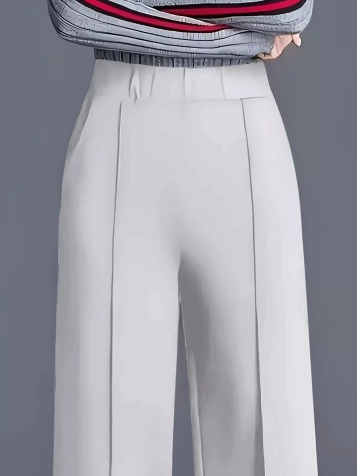 Wide leg high-rise trousers with front seam detail