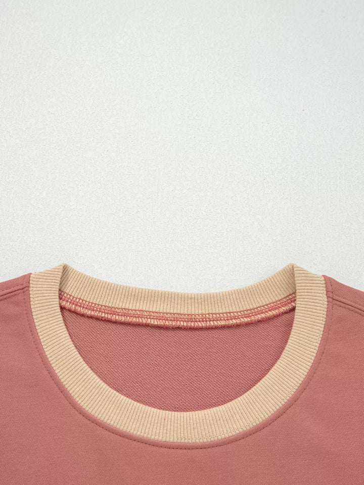 Star patch drop-shoulder sweatshirt with contrast panels