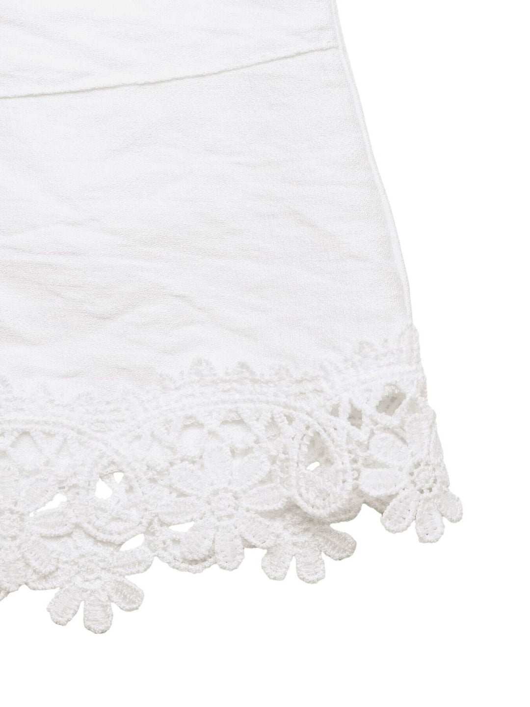 Lace trim paper-bag waist drawstring shorts