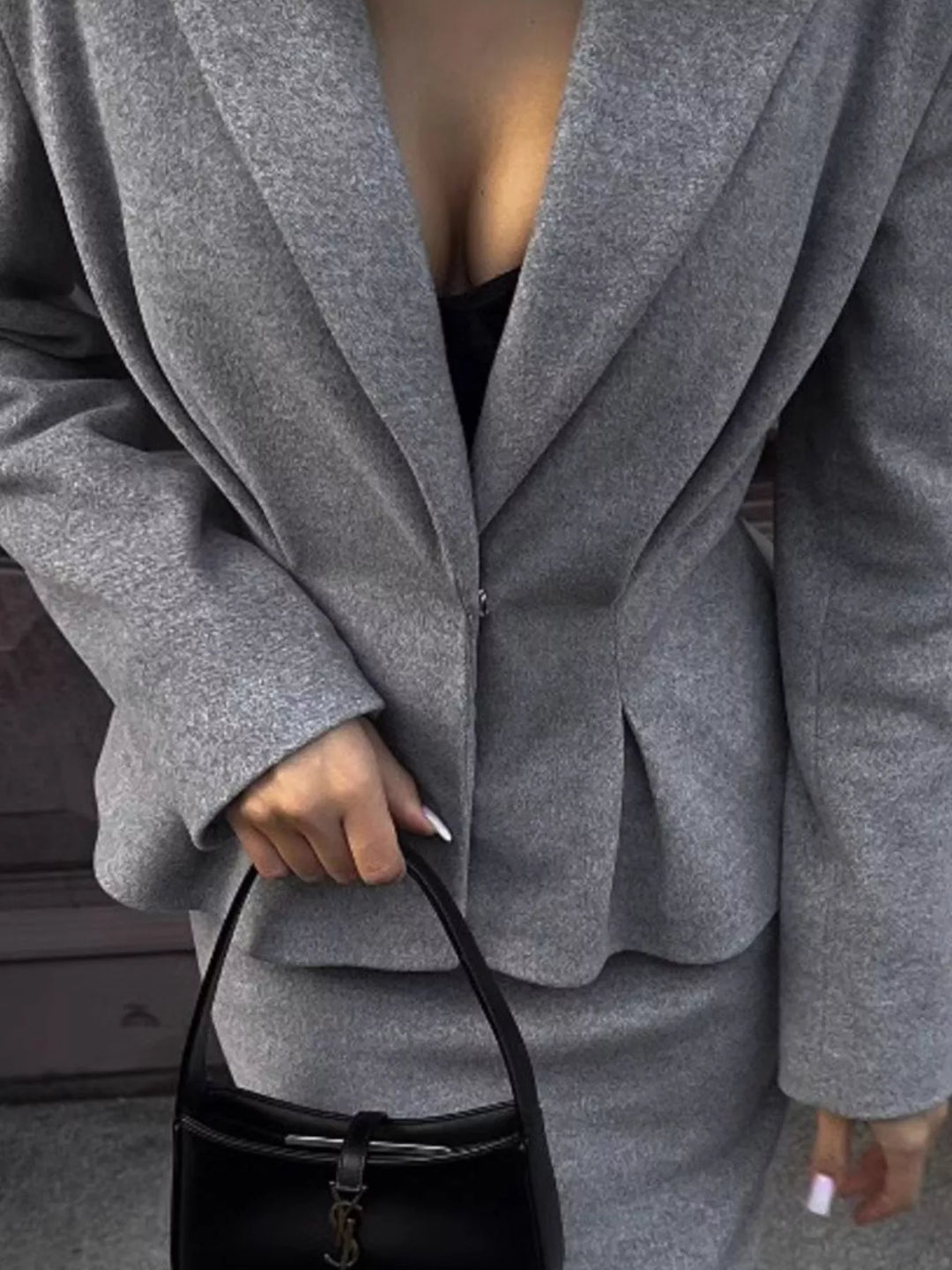 Peplum blazer and midi pencil skirt two-piece set