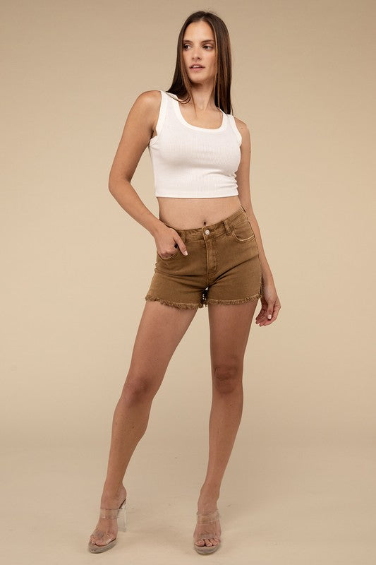 Riviera Acid Washed Frayed Cutoff Denim Shorts