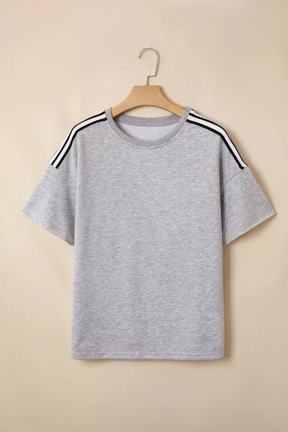 Relaxed fit tee with varsity shoulder stripes