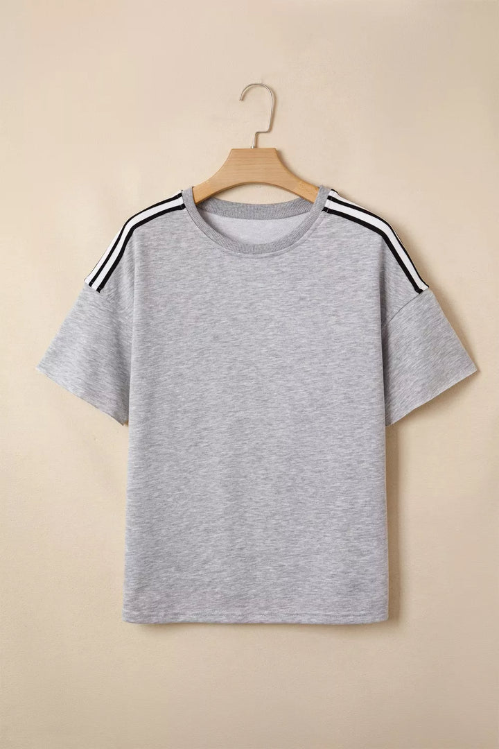 Relaxed fit tee with varsity shoulder stripes