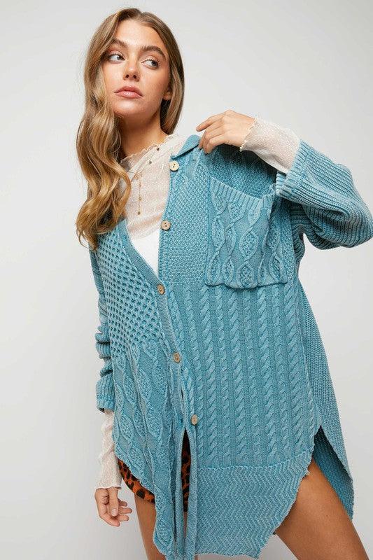 Solid Button Down Cardigan - Azoroh