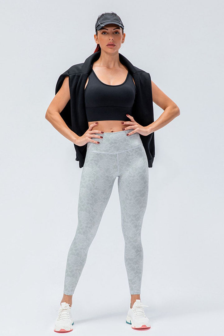 Wide waistband high-rise full-length active leggings