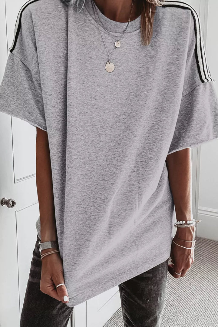 Relaxed fit tee with varsity shoulder stripes