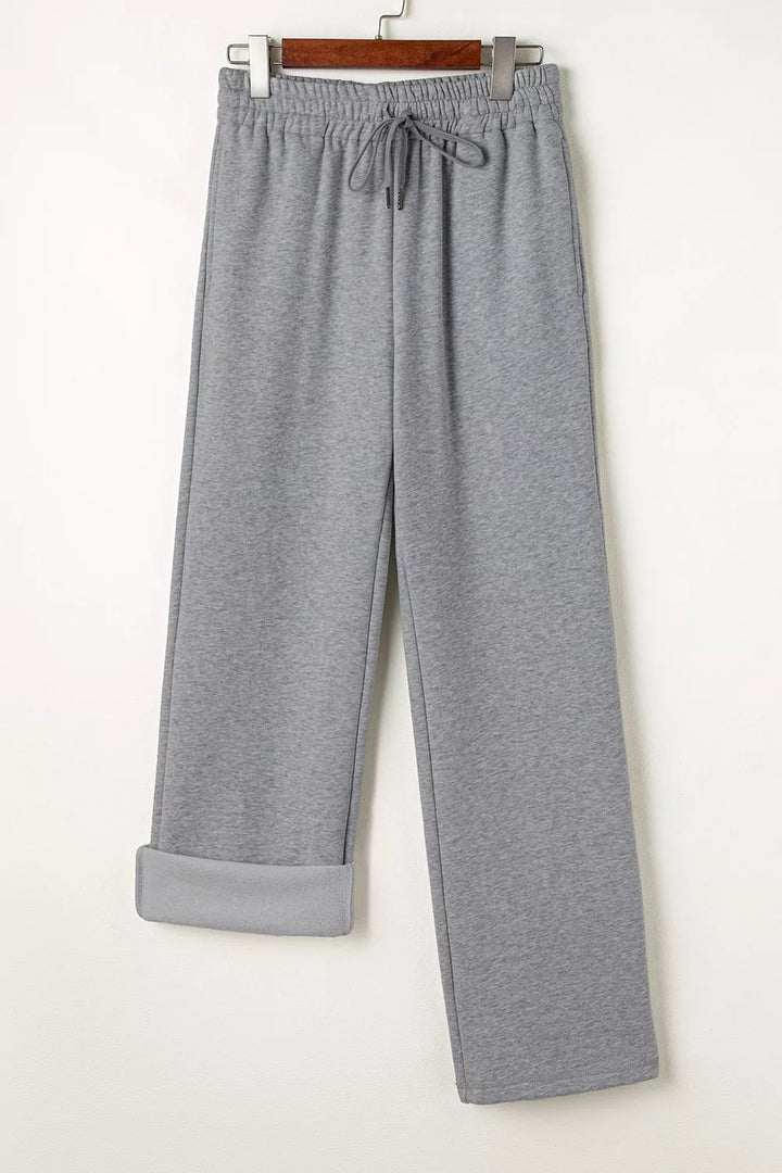 Drawstring straight-leg lounge pants with side pockets