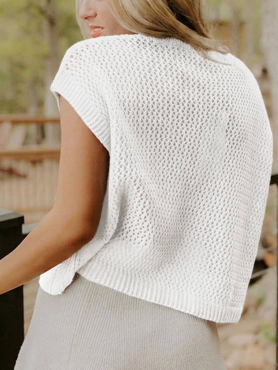 American flag graphic knit short sleeve sweater