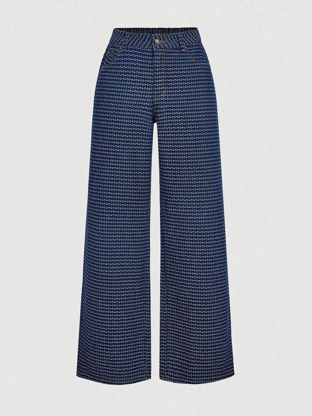 Halter denim vest and wide-leg jeans two-piece set