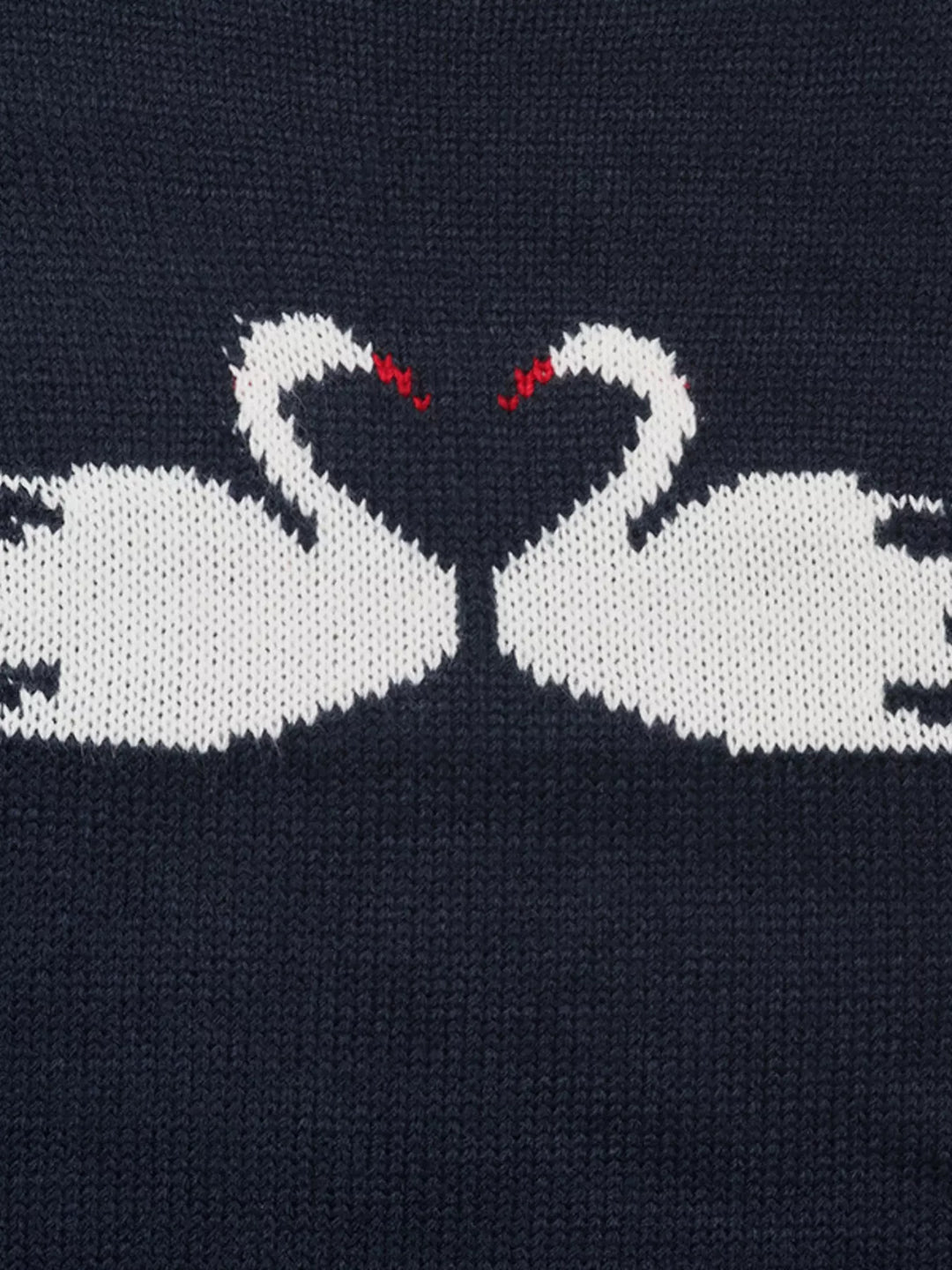 Swan intarsia drop-shoulder knit sweater with contrast trim
