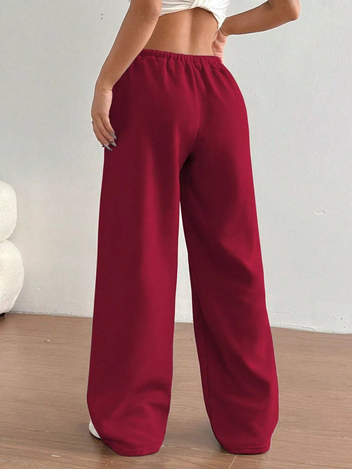 High-waist wide-leg drawstring sweatpants