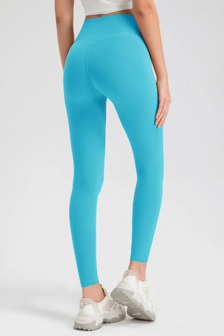 High-waisted skinny active leggings with wide waistband