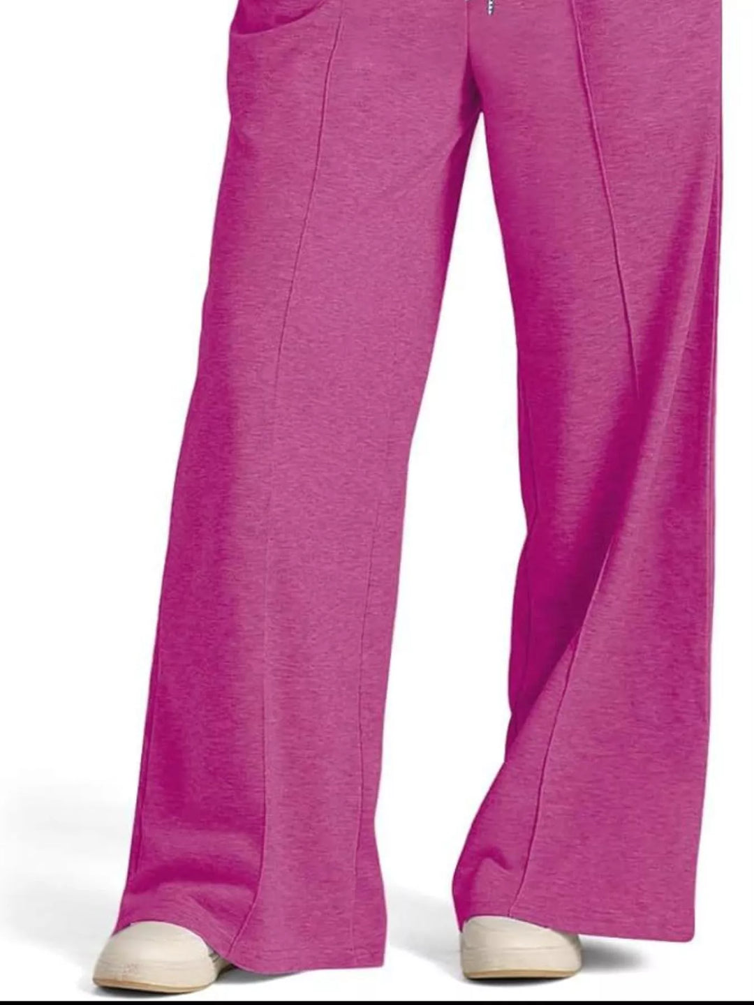 Wide-leg drawstring pants with elastic waist and pockets