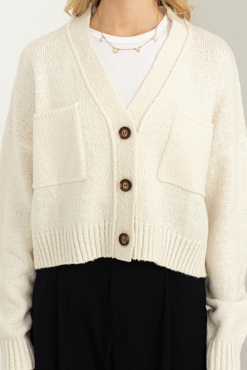 Cute Mood Crop Shoulder Cropped Cardigan Sweater - Azoroh