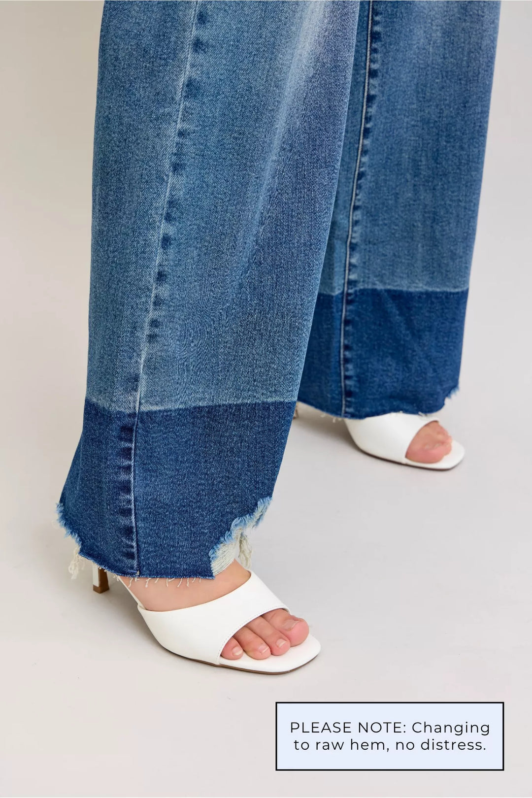 Raw hem high-rise column straight wide-leg jeans
