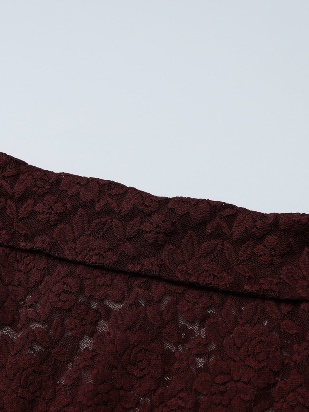 One-shoulder floral lace long sleeve crop top