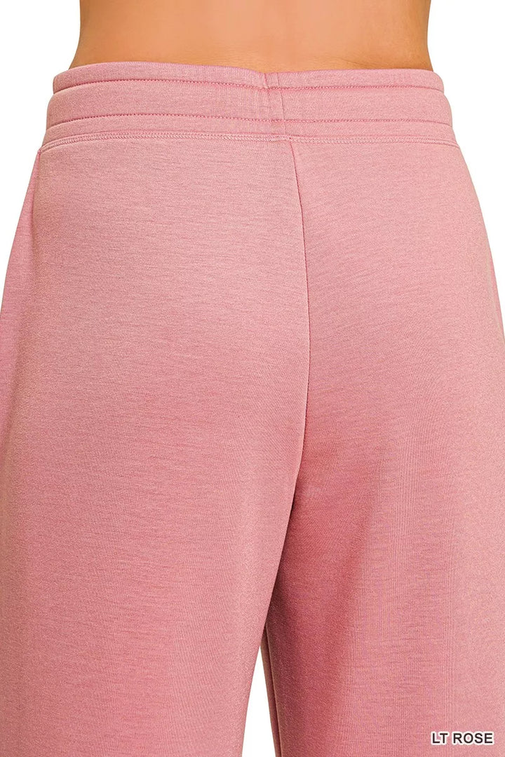Scuba drawstring jogger pants with ribbed ankle cuffs