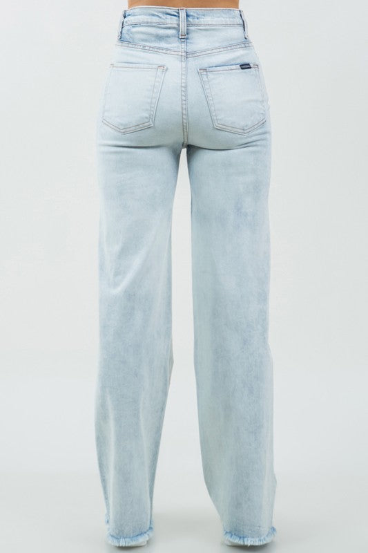 Charlotte Premium Stone Wash High Rise Wide Leg Jeans in Light denim - oversized, wide leg - view 4