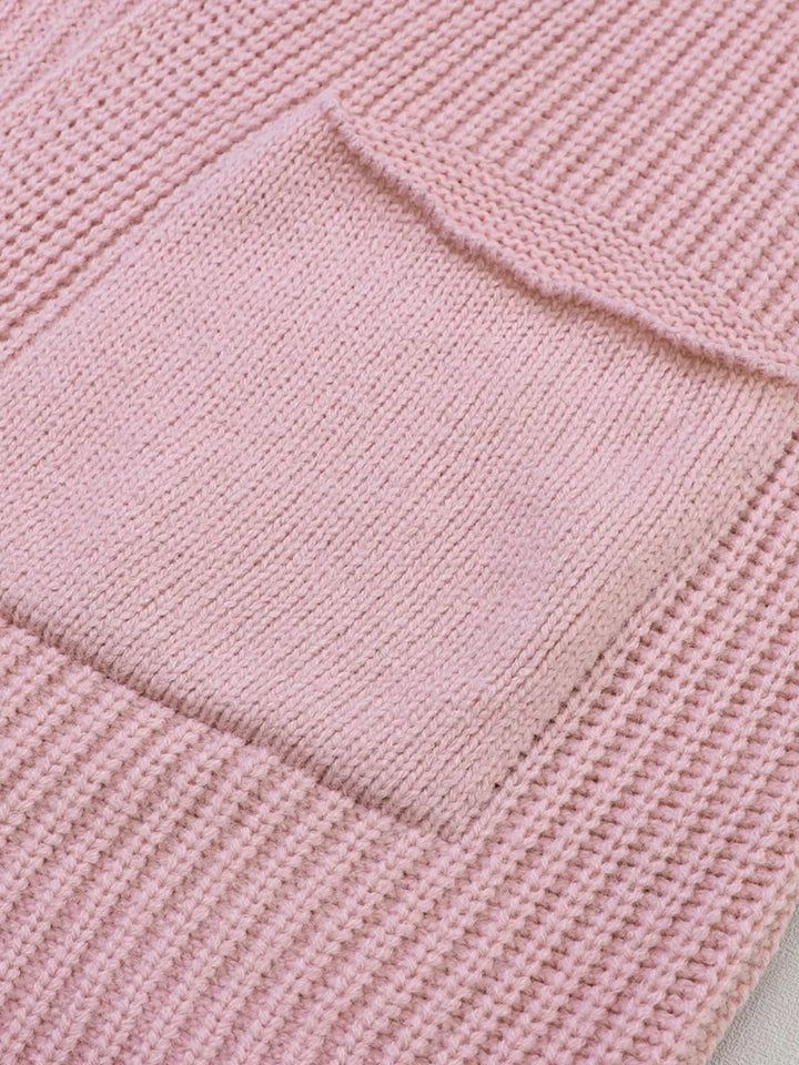 Chunky knit open front cardigan with patch pockets