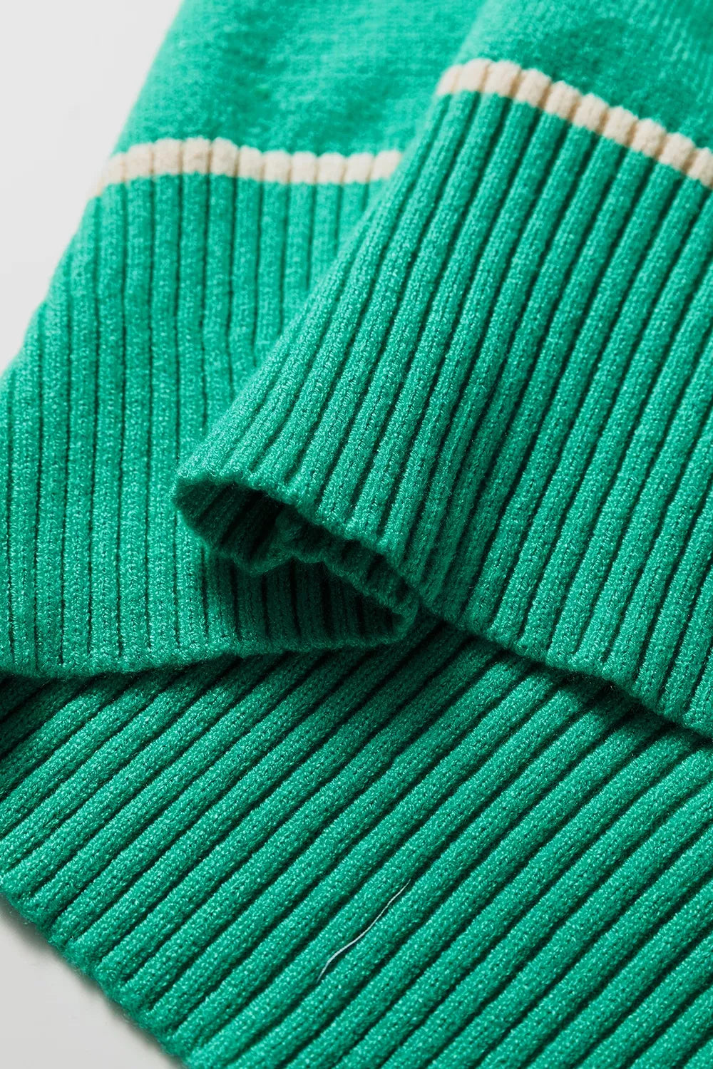 Contrast stripe drop shoulder oversized knit sweater