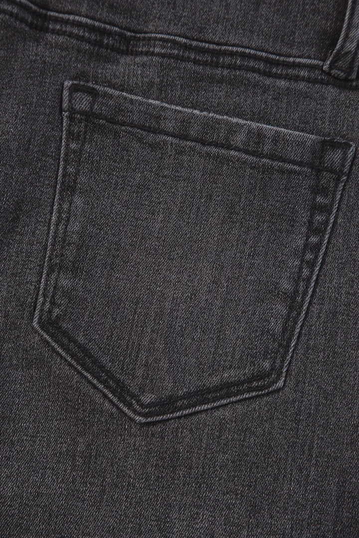 Vintage wash high-rise wide-leg jeans with patch pockets